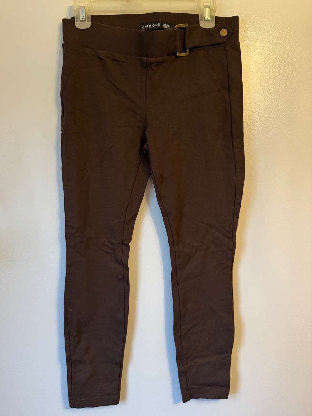 ONE5ONE Brown Slim Trouser Leggings with Belt Detail